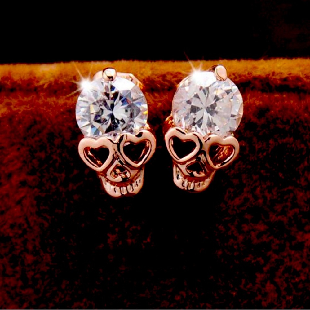2for$10 ⚡️ sale Skull Cubic Zirconia Stud Earrings